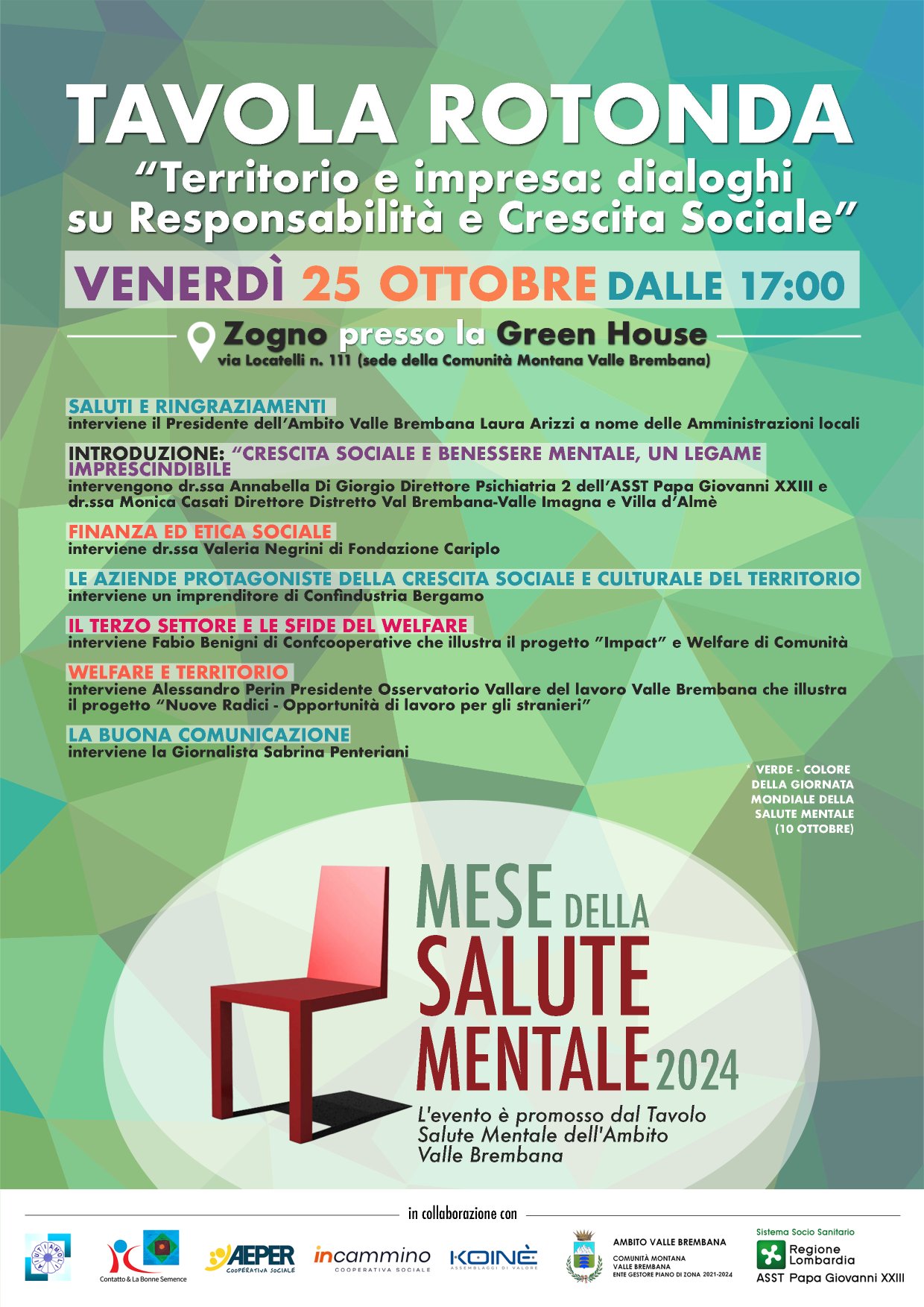 Immagine TAVOLA ROTONDA: Territorio e impresa - dialoghi su Responsabilità e Crescita Sociale - Mese della Salute Mentale 2024