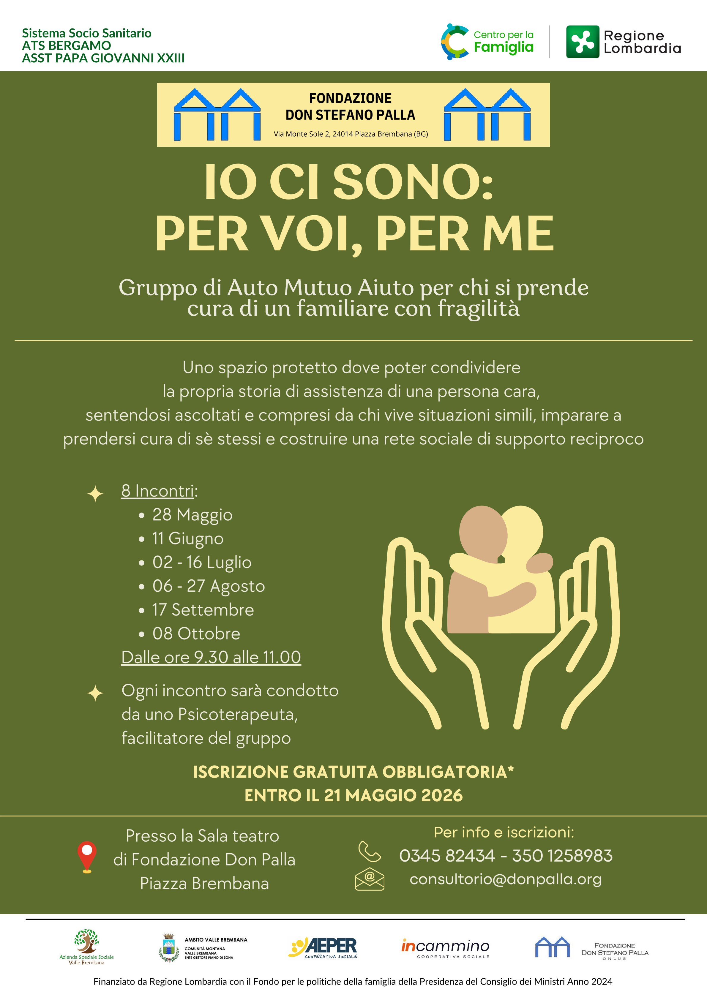 Immagine IO CI SONO: PER VOI, PER ME - Gruppo di Auto Mutuo Aiuto per chi si prende cura di un familiare con fragilità