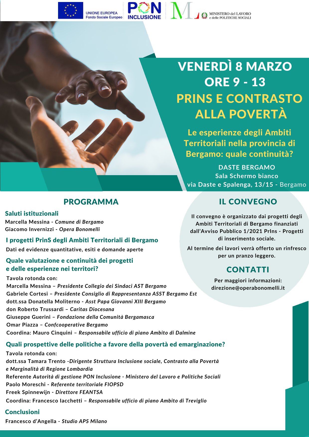 Immagine Convegno PRINS E CONTRASTO ALLA POVERTÀ - venerdì 8 marzo