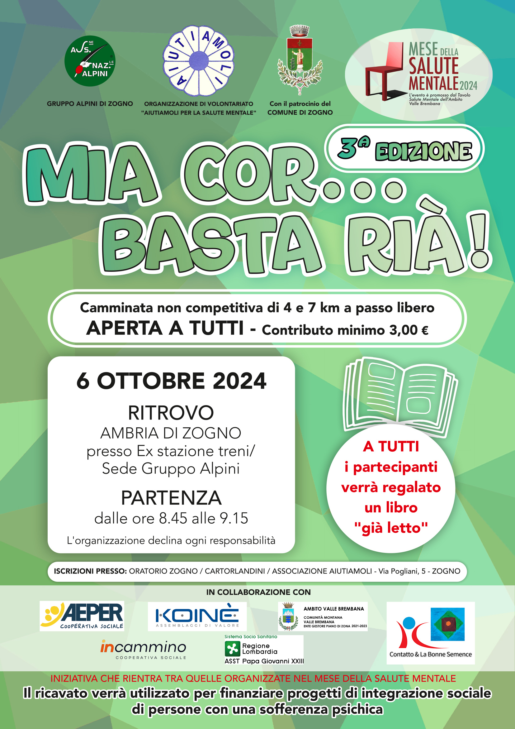 Immagine MIA COR... BASTA RIÀ! - Camminata non competitiva di 4 e 7 km a passo libero organizzata in occasione del Mese della Salute Mentale