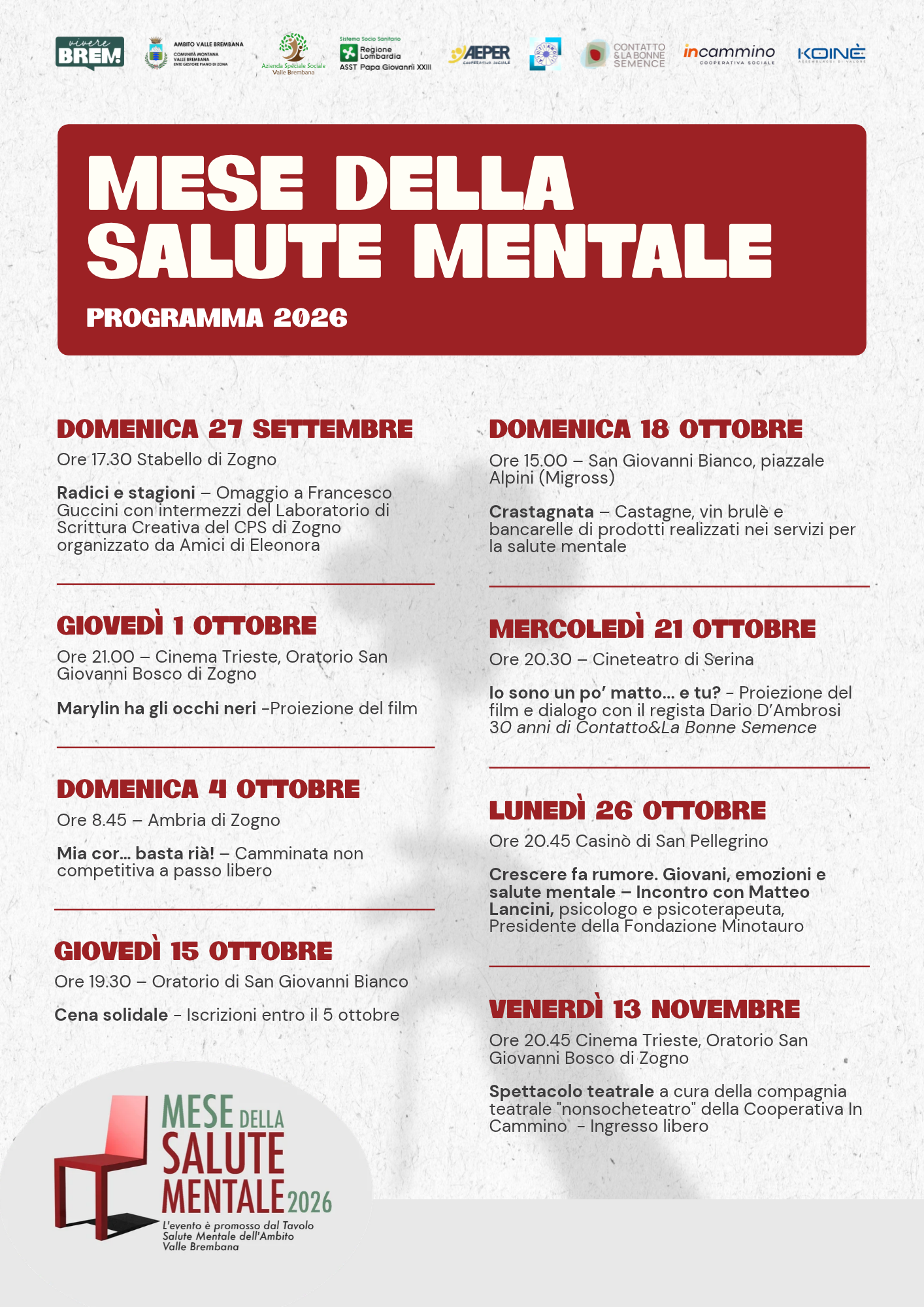Immagine Mese della Salute Mentale 2026 - ciclo di eventi volti a sensibilizzare sul tema benessere mentale
