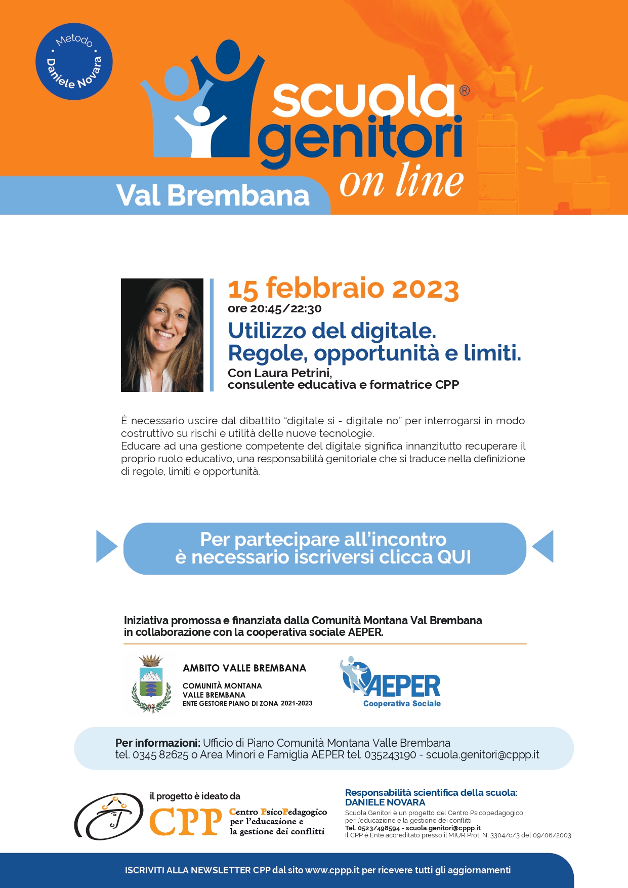 Immagine Evento online Scuola Genitori - Utilizzo del digitale. Regole, opportunità e limiti. Con Laura Petrini, consulente educativa e formatrice CPP
