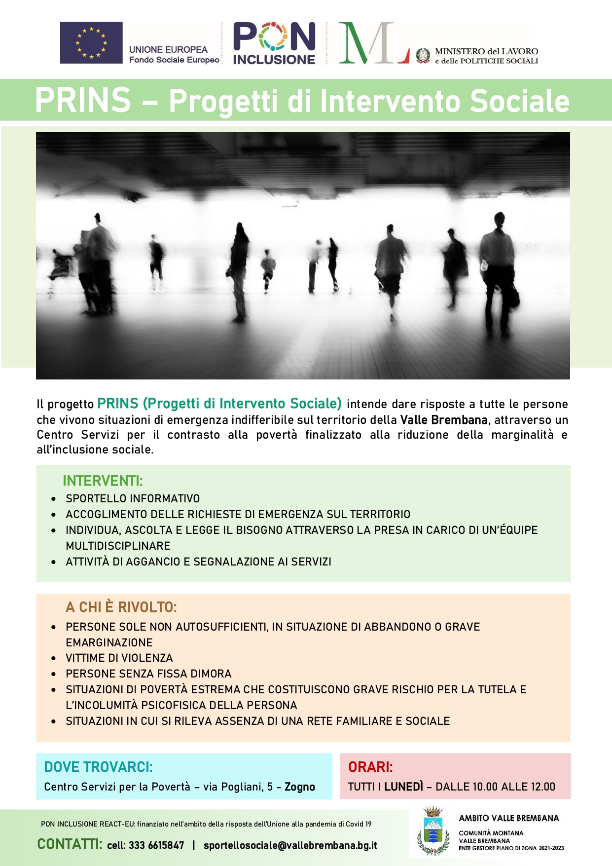 Immagine ATTIVAZIONE CENTRO SERVIZI PER IL CONTRASTO ALLA POVERTA' - sportello dedicato alle persone che vivono situazioni di emergenza indifferibile 